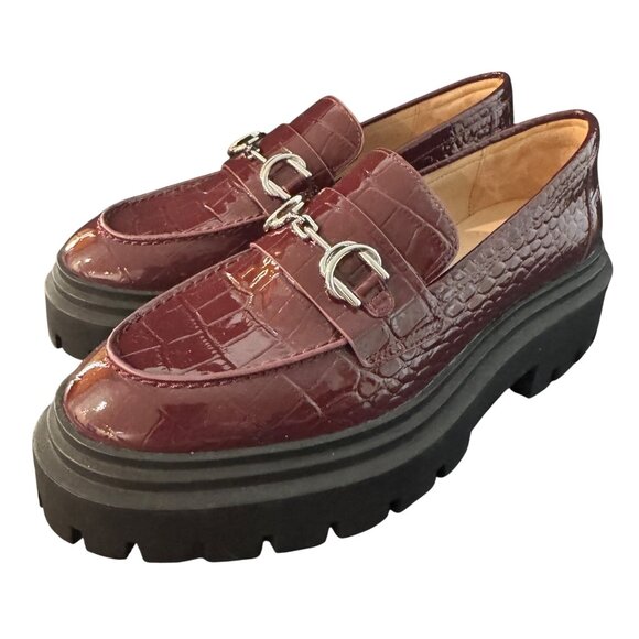 Stuart Weitzman Owen Buckle Ultra Lug Loafer Women's Burgundy Shoe 5.5B NWOB - Picture 1 of 7